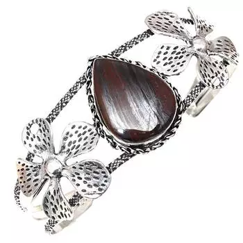Iron Tiger Gemstone Handmade Silver Jewelry Cuff Bracelets 7 Adjustable