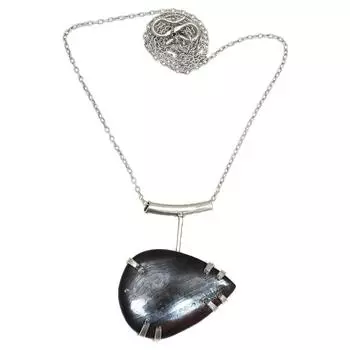 Iron Tiger S Eye Gemstone Mother s Day Antique Silver Jewelry Necklace 20 in
