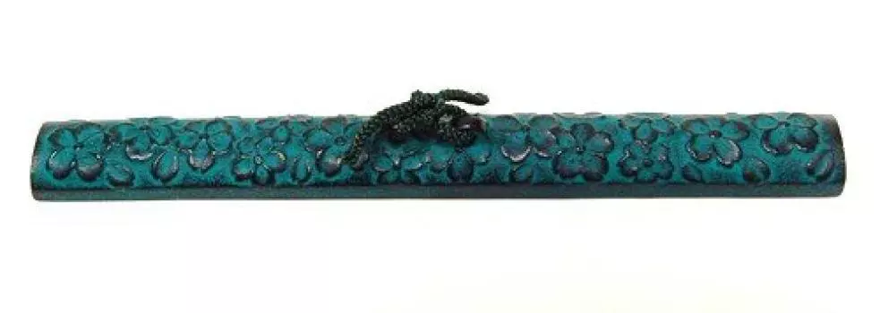 Ironware Paperweight Cherry Blossom Green 270 x 30 x Height 28mm 800g Dark Green [Nanbu Large] Size Weight Color