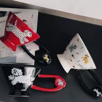 Irregular Big Ear Ceramic Mug, 280ml Pet High Value Creative Puppy Cup Office Breakfast Cups Personalized Christmas Mugs 280ml