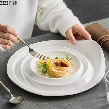 Irregular Ceramic Cooking Dishes Creative Dinner Party Steak Plate Nordic Restaurant Food Decor Dessert Plate Kitchen Utensils