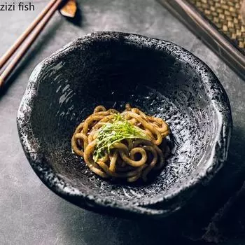 Irregular Ceramic Deep Bowl Retro Fruit Salad Bowl Thick Soup Bowl Noodles Bowls Dessert Bowls Restaurant Specialty Tableware