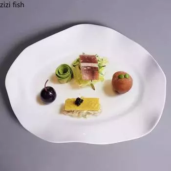 Irregular Ceramic Plate White Creative Fish Plate Dessert Sushi Plate Steak Plates Molecular Cuisine Specialty Tableware