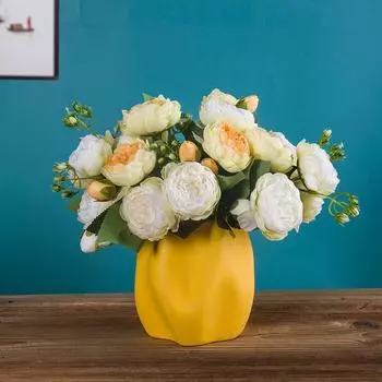 Irregular ceramic vase white large diameter dried flower arrangement simple creative home living room decoration home decoration