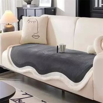 Irregular Chenille Sofa Cushion Plush Edge Non-slip Universal Sofa Covers Living Room Four Seasons Sofa Seat Pad Couch Protector A 90x90