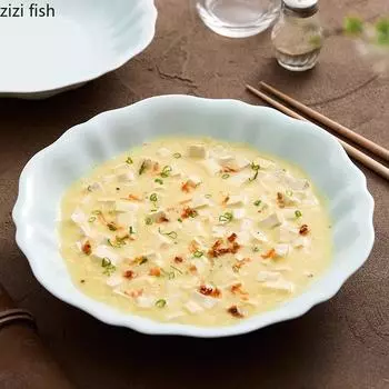 Irregular Edged Ceramic Deep Plate Hotel Solid Color Tableware Thick Soup Plate Salad Plate Sashimi Plates Dessert Plates