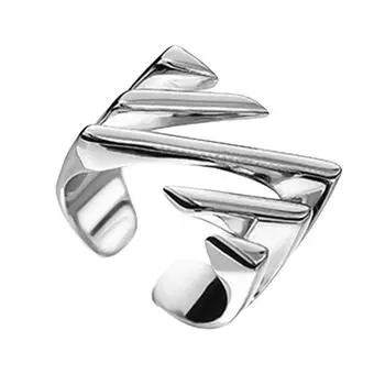 Irregular Geometric Rings Unique Square Cutout Rings with Slanted Texture Adjustable Open Rings Decoration for Women