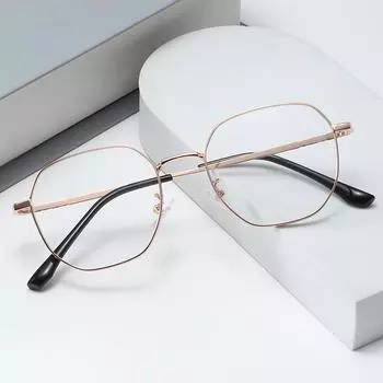 Irregular Non-Magnetic Titanium Myopia Glasses Frame Wide Edge Metal Alloy Optical Frame Men S And Women S 6013 white film