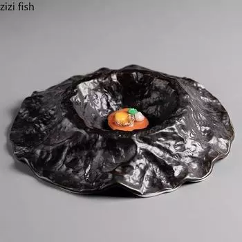 Irregular Shape Ceramic Dinner Plates Pasta Dish Vegetable Dish Cooking Plate Restaurant Creative Tableware Snack Desserts Tray