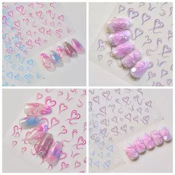 Irregular Shape Heart Love Heart Nail Stickers Nail Accessories Heart Nail Decorations Streetwear Blue-Flat