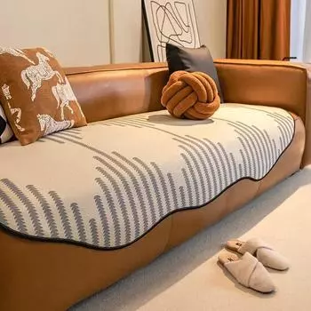 Irregular Shape Sofa Cushion Chenille Non-Slip Sofa Covers European Style Light Luxury Couch Slipcovers Universal Seat Cushions 90x90 A