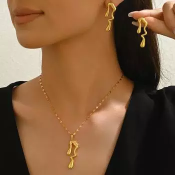 Irregular Women s Earrings Versatile Premium Bending Metal Wind Pendant Necklace Versatile Premium