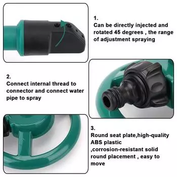 Irrigation System Garden Lawn Automatic Watering Garden Supplies Rotating Water Sprinkler 360 Degree Rotary Nozzle зелёный