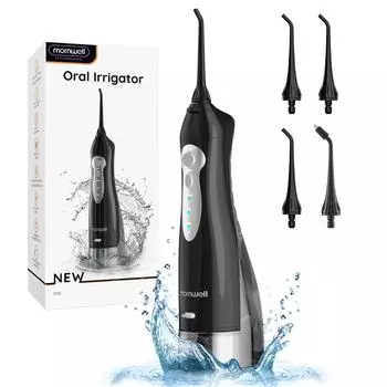 Ирригатор для полости рта USB-перезаряжаемый ирригатор для полости рта Портативный стоматологический ирригатор D52 с 4-струйным наконечником Резервуар для воды IPX7 Водонепроницаемый очиститель зубов Trave белый