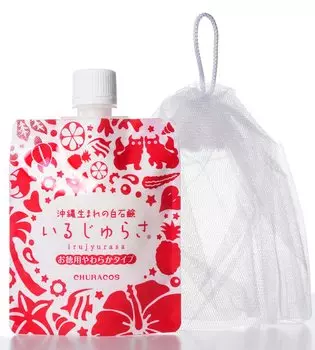 Irujurasa x В комплекте с эксклюзивной премиальной пенообразующей сеткой Мыло для очищения лица Поры Тусклость Темнота Густая пена Куча Грязь Поглощение грязи Клубника