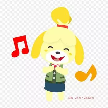 Isabelle Animal Crossing Animal Crossing Leaf Animal C Утюг на теплопередаче Печать Виниловые нашивки Наклейка для одежды DIY Аппликации Моющиеся нашивки