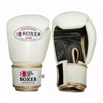 ISAMI BOXER Boxing Gloves Genuine Leather 12oz (TBX-112) (White) белый