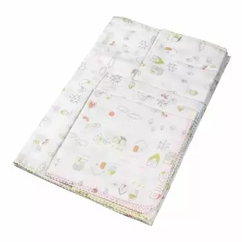 Isamu Shokai Cotton Made in Japan Double Gauze Bath Set of 6 Bath 2 Bath 3 Gauze House Pattern 100% (1 Towel, Towels, Handkerchiefs)