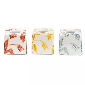 Isaoyama Kiln Small Toothbrush Stand Set of 3 Freestanding Ceramics 3cm x 3cm x Tulip Hasami Ware Made in Japan J-kitchens 2.7cm