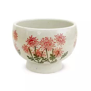 Isaozan Kiln Soup Bowl for Drinking and Eating Free Round Bowl 350cc Hasami Ware Made in Japan Wildflower Red J-kitchens красный