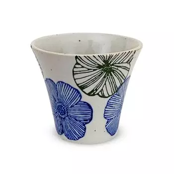 Isaozan Kiln Японское стекло для сакэ, пригодное для использования в микроволновой печи, посуда Hasami, изготовленная в Японии, узор Sake Ochoco, 140 куб. см, линия, цветок, герб, синий цвет J-Kitchens J-kitchens
