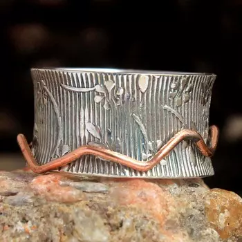 Исцеляющее кольцо, Кольцо из стерлингового серебра 925 пробы, Кольцо беспокойства, Серебряный прядильщик, Успокаивающее кольцо 4 серебряный