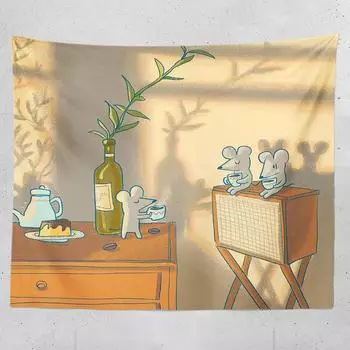 Исцеляющие мультяшные животные в богемном стиле, кавайные аксессуары, гобелен для комнаты, кавайные аксессуары, настенная ткань, гобелен 100x75cm