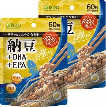 ISDG Natto Kinase 4000 FU Natto Kinase DHA EPA 60 таблеток 30 дней Health Nutrition Natto Высокоактивная пищевая добавка для пожилых людей Набор из 2 шт. +