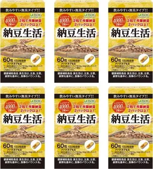 ISDG Natto Kinase 4000FU 60 таблеток/флакон 30-дневный курс Natto Kinase Natto Bacterium Supplement Без добавок Сделано в Японии (Набор Natto Life из 6 предметов)