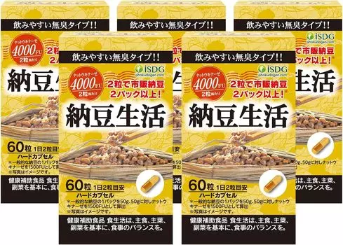 ISDG Наттокиназа 4000FU 60 30 наттокиназа добавка Natto Bacterium Сделано в Японии Life таблетки/бутылки дней Без добавок (Набор из 5 предметов натто)