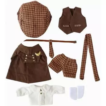 Ish Obitsu 11 Ob11 Размер наряда куклы Obitsu 11 см тело британский стиль комплект одежды для джентльмена в клетку 8 предметов комплект 2 цвета коричневый коричневый