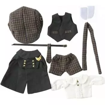 Ish Obitsu 11 Ob11 Размер наряда куклы Obitsu 11 см тело британский стиль комплект одежды для джентльмена в клетку 8 предметов комплект 2 цвета черный черный