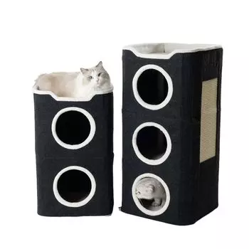 ISHARE Cat Mini Cat Easy to Nail включает в себя башню Cat Multiple Space Saving Tower, стационарную, устойчивую, подушку, съемную, для ухода, маленькую, полируемую, прочную, чёрный