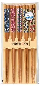 Ishida Chopsticks Silver Ion Antibacterial Soot Bamboo Chigiri Picture Set of 5 23cm Brown Safety Chopsticks [67193]