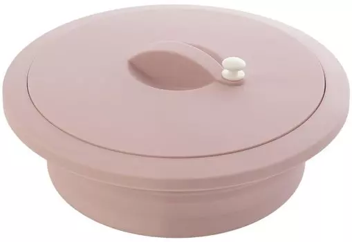 Ishigaki Delish Life Foldable Silicone COOK Easy to Use in the Microwave Time Saving Cooker Steaming Dishes Rice Cooking Pasta Recipe Included Round розовый