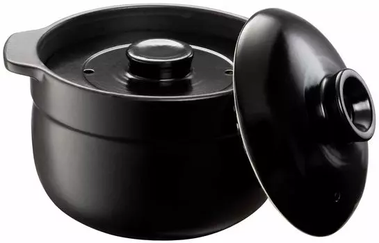 Ishigaki DL range open fire compatible rice cooking pot with double lid 2 cups 4479 & чёрный