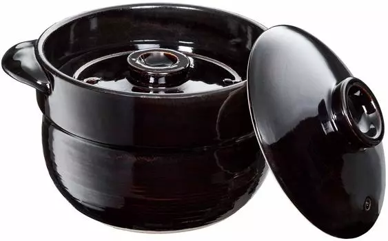 Ishigaki Sangyo 4145 Rice 3 Open Fire Earthen Double Can Cook Microwave Cooking Cooker, Cups, Black, Kiwami, Microwave, Compatible, Pot, Lid, Rice, чёрный