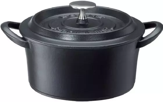Ishigaki Sangyo Ishigaki Двуручный чугунный котел Bone Bonaire Cocotte Газовый огонь IH двойного назначения Черный 22 см чёрный