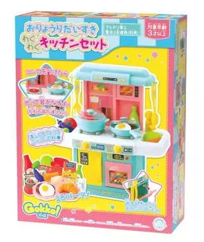 Ishikawa Toys Gokko Oryo Daisuki Exciting Kitchen Set Play House W36 x H38 x D19cm Light Blue