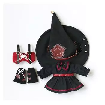 [ISHR] Костюм Obitsu 11 OB11 размера куклы Obitsu для тела 11 см, маскировка для девочки-волшебницы, одна часть, милая девочка, 2 цвета, набор из 4 предметов (красный)