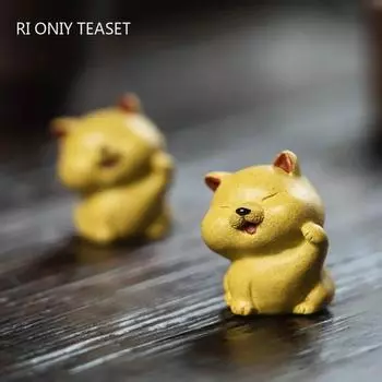 Исинская фиолетовая глина, чайный питомец, китайская зодиакальная собака, статуэтка, украшения, ручная работа, чайная фигурка, украшения для чайного сервиза Цзыша 2.9x2.5x3.6cm