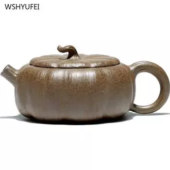 Исинский фиолетовый глиняный горшок 140 мл чайник Плоский тыквенный горшок Чайный сервиз Кунг-фу Чайник для заваривания чая