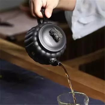 Исинский фиолетовый песчаный чайник с фильтром из черной руды, бытовой чайник ручной работы, традиционный чайный сервиз, принадлежности для чая 330 мл чёрный