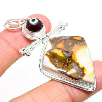 Ископаемое из натуральной грязевой трещины, камень сглаза, стерлинговое серебро 925 пробы, 2,76 дюйма, O2n09