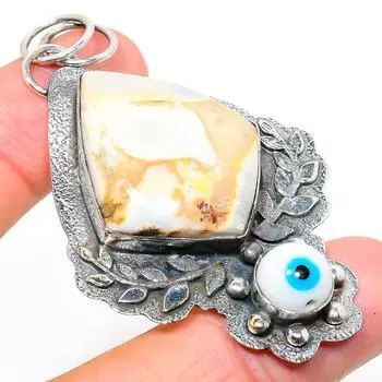 Ископаемое из натуральной грязевой трещины, камень сглаза, стерлинговое серебро 925 пробы, 2,76 дюйма, T8K41