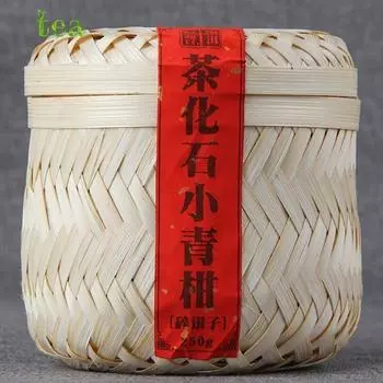 Ископаемый чай, маленький зеленый цитрус, черная жемчужина Юньнань Пуэр, цитрусовый Пуэр Синьхуэй, ископаемый чай Пу, маленький зеленый цитрус, бамбуковая корзина