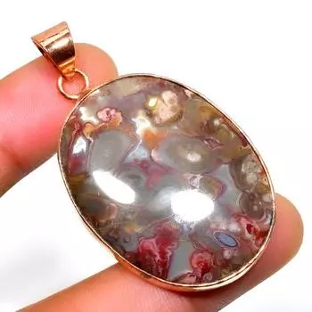 Ископаемый драгоценный камень 925 пробы с грязевыми трещинами, посеребренный кулон ручной работы 1,89 дюйма 1.89 коричневый