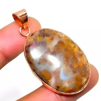 Ископаемый драгоценный камень 925 пробы с грязевыми трещинами, посеребренный кулон ручной работы 1,89 дюйма 1.89 коричневый