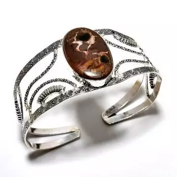 Ископаемый драгоценный камень 925 пробы с грязевыми трещинами, посеребренный браслет-манжета ручной работы для ювелирных изделий