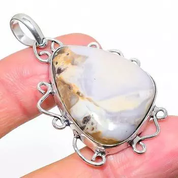 Ископаемый драгоценный камень из натурального глиняного трещины из стерлингового серебра 925 пробы, подарочный кулон 1,97 дюйма o2T39